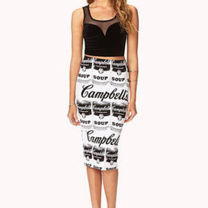 Campbell's soup logo midi skirt